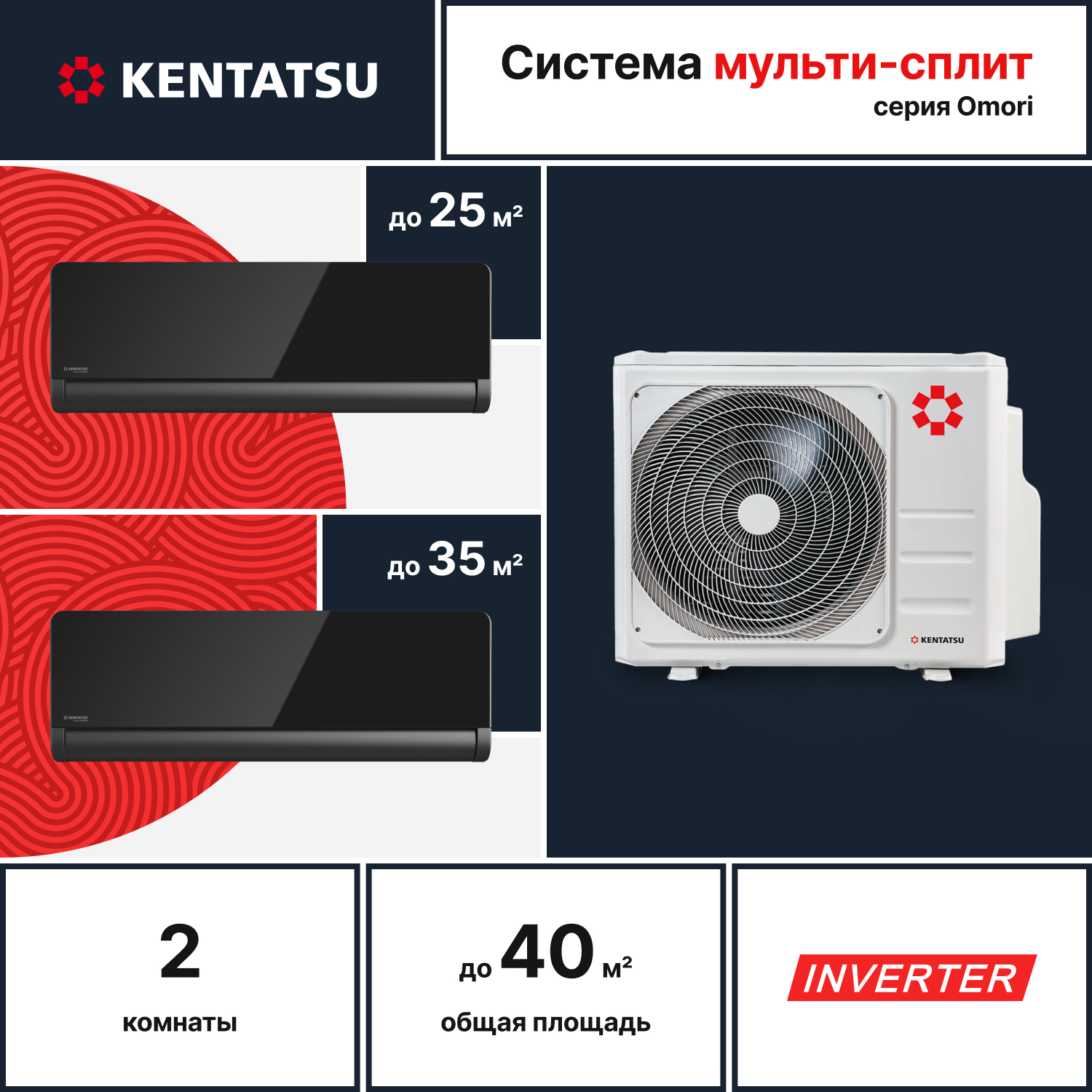 Мульти сплит система Kentatsu K2MRB40HZRN1/KSGOM26HZRN1/KSGOM35HZRN1